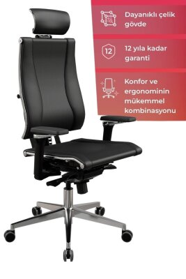 YOGA 4D SİYAH DERİ YÖNETİCİ ÇALIŞMA KOLTUĞU - ATOM OFİS