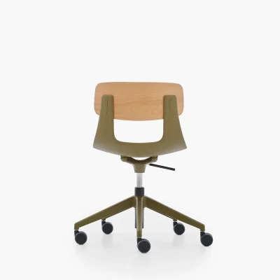 NURUS LUCREZİA AHŞAP SIRT HAKİ ÇALIŞMA SANDALYESİ - 5