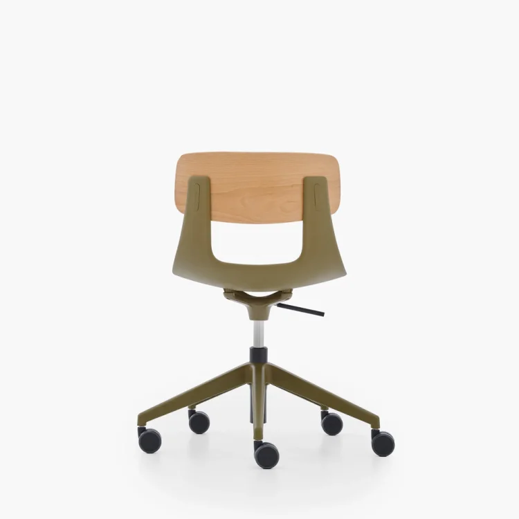 NURUS LUCREZİA AHŞAP SIRT HAKİ ÇALIŞMA SANDALYESİ - 5