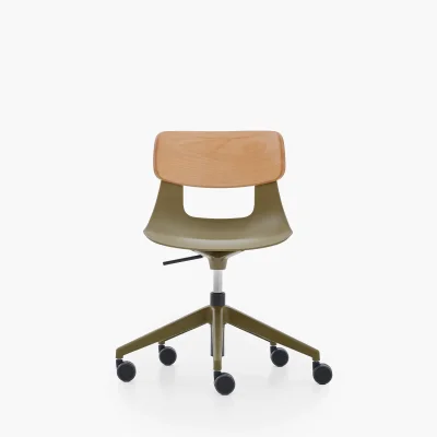 NURUS LUCREZİA AHŞAP SIRT HAKİ ÇALIŞMA SANDALYESİ - 1