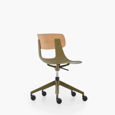 NURUS LUCREZİA AHŞAP SIRT HAKİ ÇALIŞMA SANDALYESİ - 3