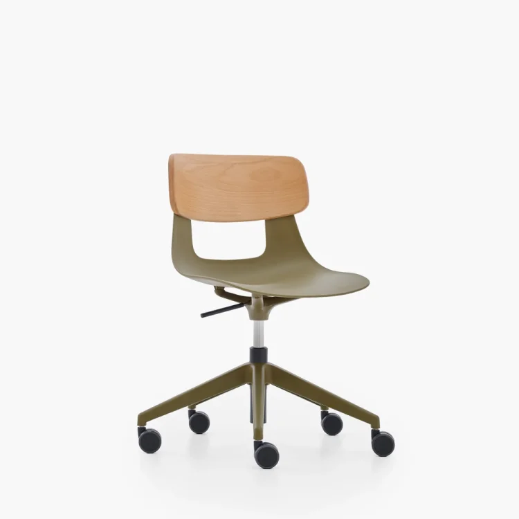 NURUS LUCREZİA AHŞAP SIRT HAKİ ÇALIŞMA SANDALYESİ - 2