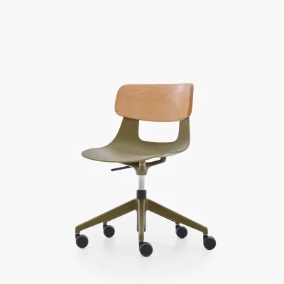 NURUS LUCREZİA AHŞAP SIRT HAKİ ÇALIŞMA SANDALYESİ - 7