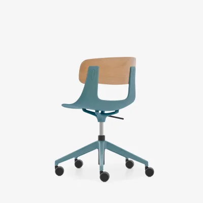 NURUS LUCREZİA AHŞAP SIRT MAVİ ÇALIŞMA SANDALYESİ - 7