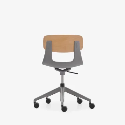 NURUS LUCREZİA AHŞAP SIRT MİNDERLİ GRİ ÇALIŞMA SANDALYESİ - 5