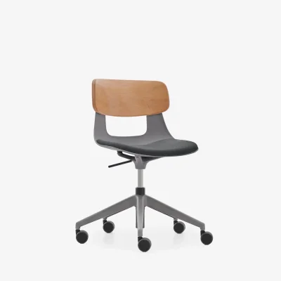 NURUS LUCREZİA AHŞAP SIRT MİNDERLİ GRİ ÇALIŞMA SANDALYESİ - ATOM OFİS (1)