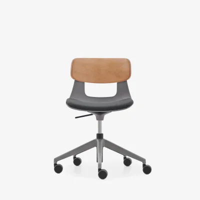 NURUS LUCREZİA AHŞAP SIRT MİNDERLİ GRİ ÇALIŞMA SANDALYESİ - 1