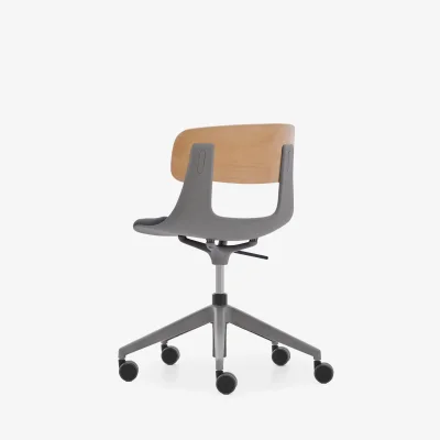 NURUS LUCREZİA AHŞAP SIRT MİNDERLİ GRİ ÇALIŞMA SANDALYESİ - 7