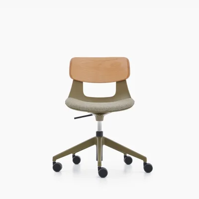 NURUS LUCREZİA AHŞAP SIRT MİNDERLİ HAKİ ÇALIŞMA SANDALYESİ - 1