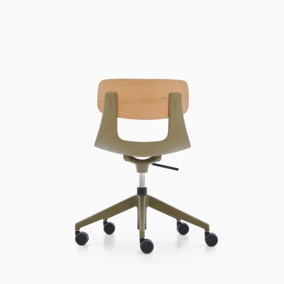 NURUS LUCREZİA AHŞAP SIRT MİNDERLİ HAKİ ÇALIŞMA SANDALYESİ - 5