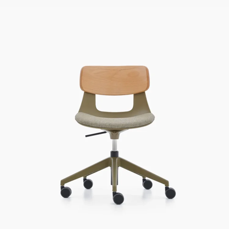 NURUS LUCREZİA AHŞAP SIRT MİNDERLİ HAKİ ÇALIŞMA SANDALYESİ - 1