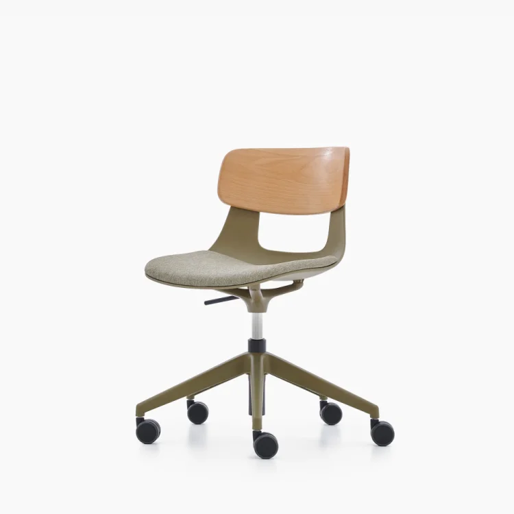 NURUS LUCREZİA AHŞAP SIRT MİNDERLİ HAKİ ÇALIŞMA SANDALYESİ - 8