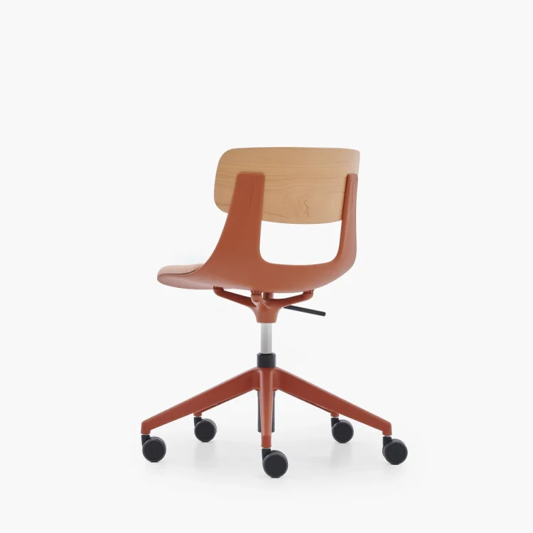 NURUS LUCREZİA AHŞAP SIRT MİNDERLİ KİREMİT ÇALIŞMA SANDALYESİ - 7