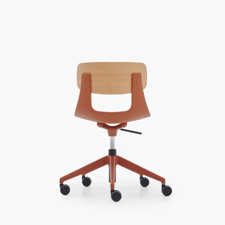 NURUS LUCREZİA AHŞAP SIRT MİNDERLİ KİREMİT ÇALIŞMA SANDALYESİ - 5