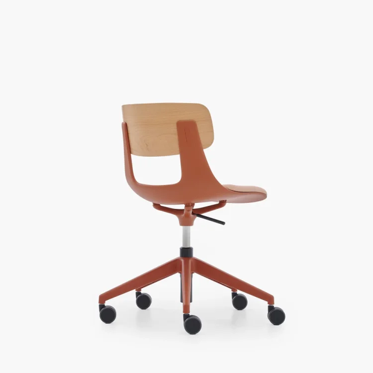 NURUS LUCREZİA AHŞAP SIRT MİNDERLİ KİREMİT ÇALIŞMA SANDALYESİ - 3