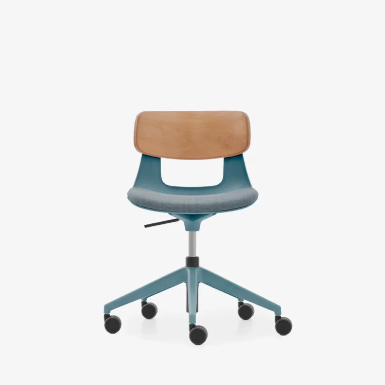 NURUS LUCREZİA AHŞAP SIRT MİNDERLİ MAVİ ÇALIŞMA SANDALYESİ - 1