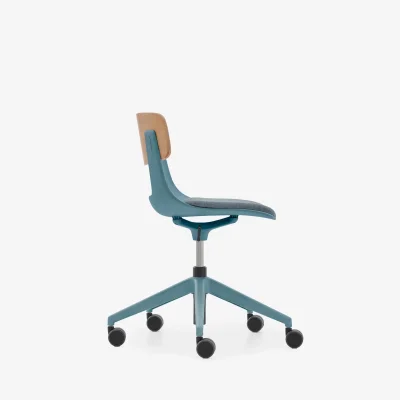 NURUS LUCREZİA AHŞAP SIRT MİNDERLİ MAVİ ÇALIŞMA SANDALYESİ - 4