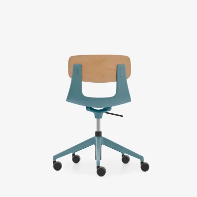 NURUS LUCREZİA AHŞAP SIRT MİNDERLİ MAVİ ÇALIŞMA SANDALYESİ - 5