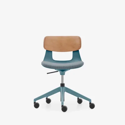 NURUS LUCREZİA AHŞAP SIRT MİNDERLİ MAVİ ÇALIŞMA SANDALYESİ - 1