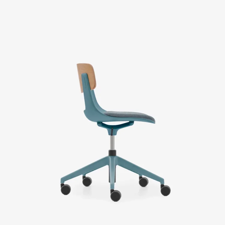 NURUS LUCREZİA AHŞAP SIRT MİNDERLİ MAVİ ÇALIŞMA SANDALYESİ - 4