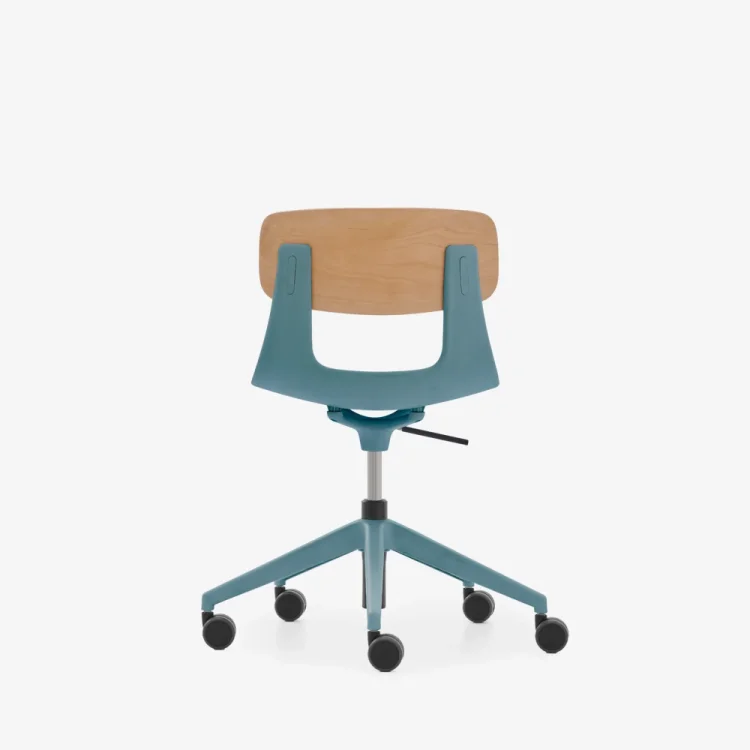 NURUS LUCREZİA AHŞAP SIRT MİNDERLİ MAVİ ÇALIŞMA SANDALYESİ - 5