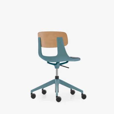 NURUS LUCREZİA AHŞAP SIRT MİNDERLİ MAVİ ÇALIŞMA SANDALYESİ - 3