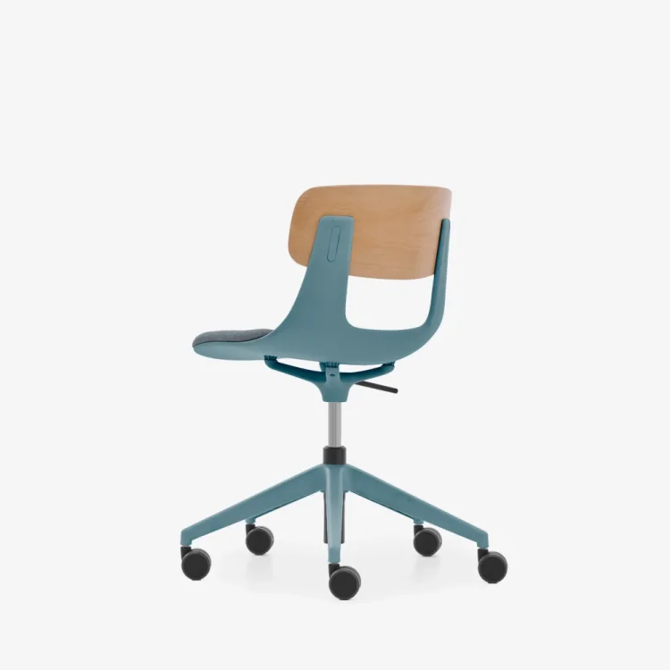 NURUS LUCREZİA AHŞAP SIRT MİNDERLİ MAVİ ÇALIŞMA SANDALYESİ - 7