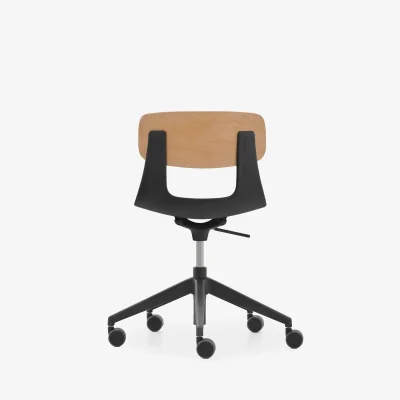 NURUS LUCREZİA AHŞAP SIRT MİNDERLİ SİYAH ÇALIŞMA SANDALYESİ - 5