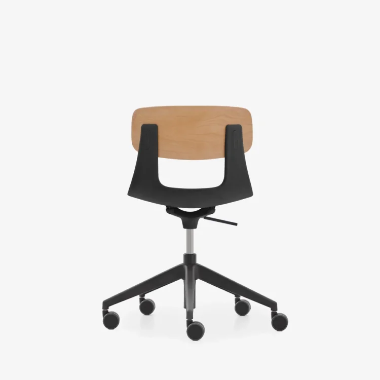 NURUS LUCREZİA AHŞAP SIRT MİNDERLİ SİYAH ÇALIŞMA SANDALYESİ - 5