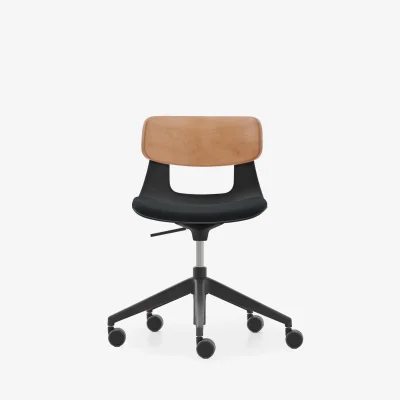 NURUS LUCREZİA AHŞAP SIRT MİNDERLİ SİYAH ÇALIŞMA SANDALYESİ - 1