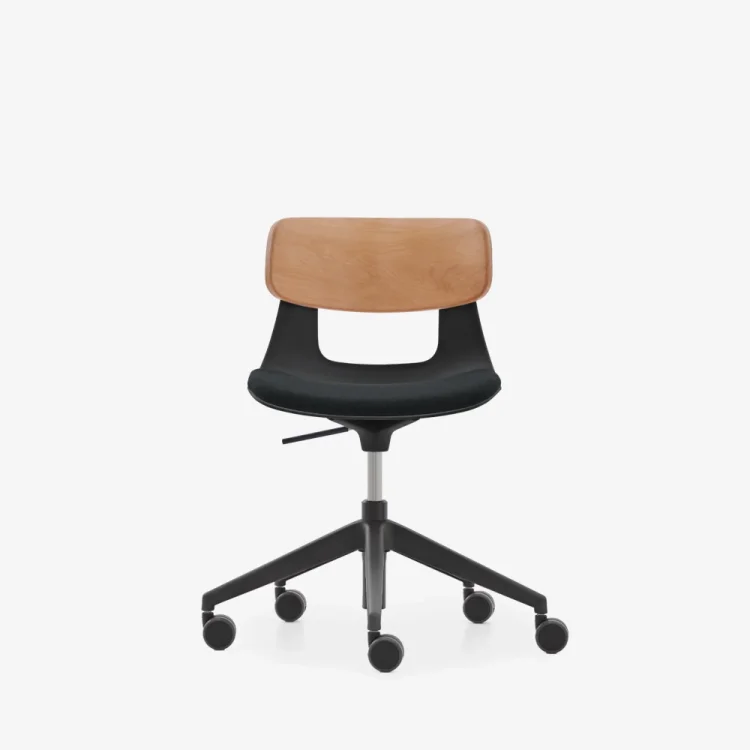 NURUS LUCREZİA AHŞAP SIRT MİNDERLİ SİYAH ÇALIŞMA SANDALYESİ - 1