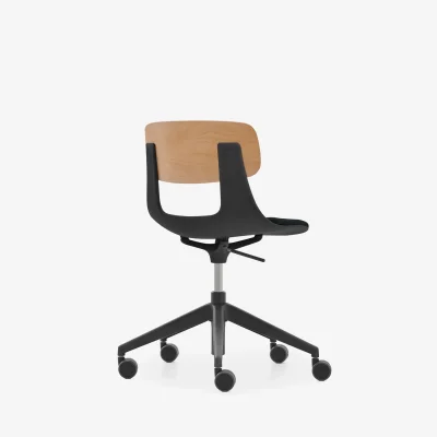 NURUS LUCREZİA AHŞAP SIRT MİNDERLİ SİYAH ÇALIŞMA SANDALYESİ - 3