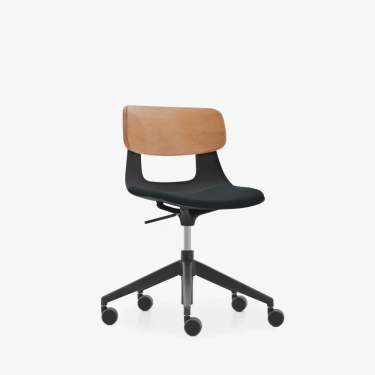 NURUS LUCREZİA AHŞAP SIRT MİNDERLİ SİYAH ÇALIŞMA SANDALYESİ - 2