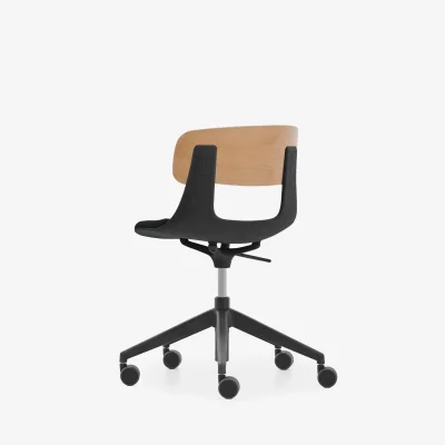 NURUS LUCREZİA AHŞAP SIRT MİNDERLİ SİYAH ÇALIŞMA SANDALYESİ - 7