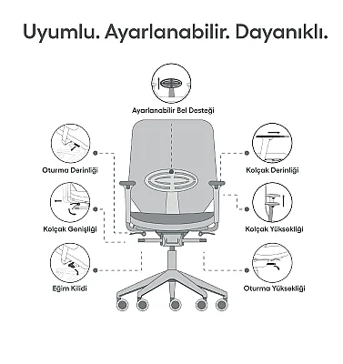 NURUS T-MEC PRO ÇALIŞMA KOLTUĞU - SİYAH/SİYAH - 9