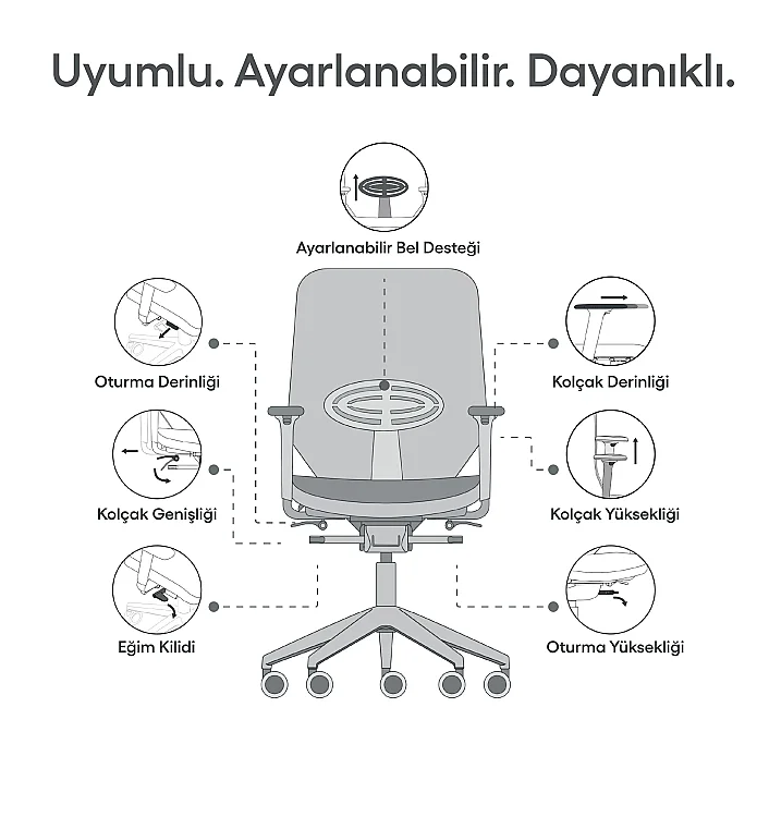 NURUS T-MEC PRO ÇALIŞMA KOLTUĞU - SİYAH/SİYAH - 9