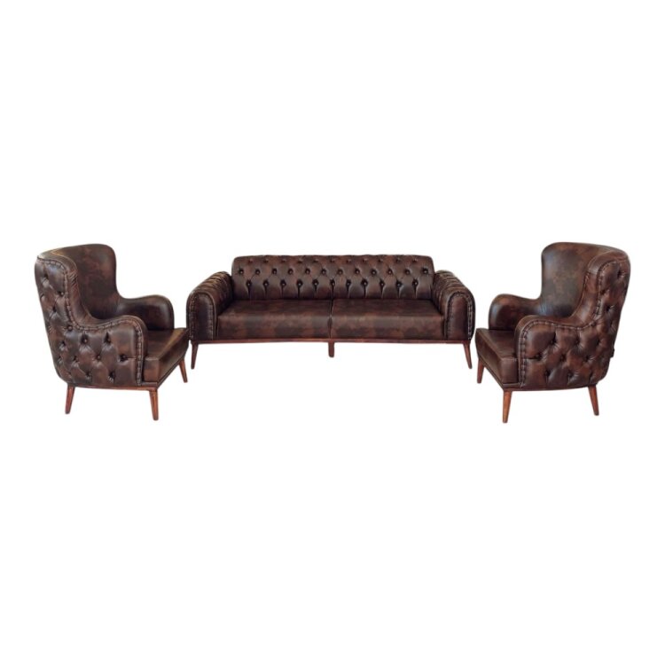 OSCAR CHERSTER KAHVE DERİ 3'LÜ OTURMA GRUBU TAKIMI - 2