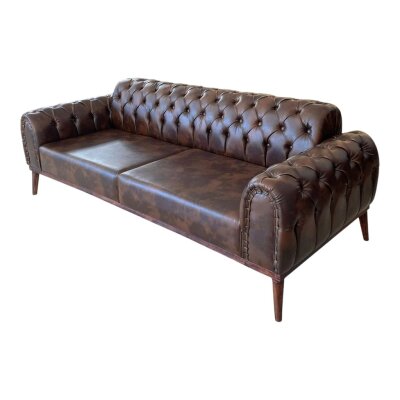 OSCAR CHERSTER KAHVE DERİ 3'LÜ OTURMA GRUBU TAKIMI - 4