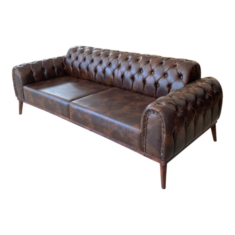 OSCAR CHERSTER KAHVE DERİ 3'LÜ OTURMA GRUBU TAKIMI - 4