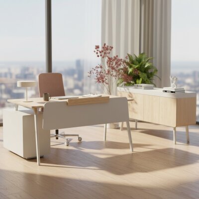 PEN YÖNETİCİ OFİS TAKIMI - KREM - ATOM OFİS