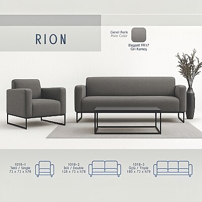 RİON ELEGANT AÇIK GRİ KUMAŞ 3'LÜ OTURMA GRUBU TAKIMI - 6