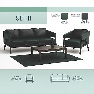 SETH MARTİN GRİ DERİ 3'LÜ OTURMA GRUBU TAKIMI - 6