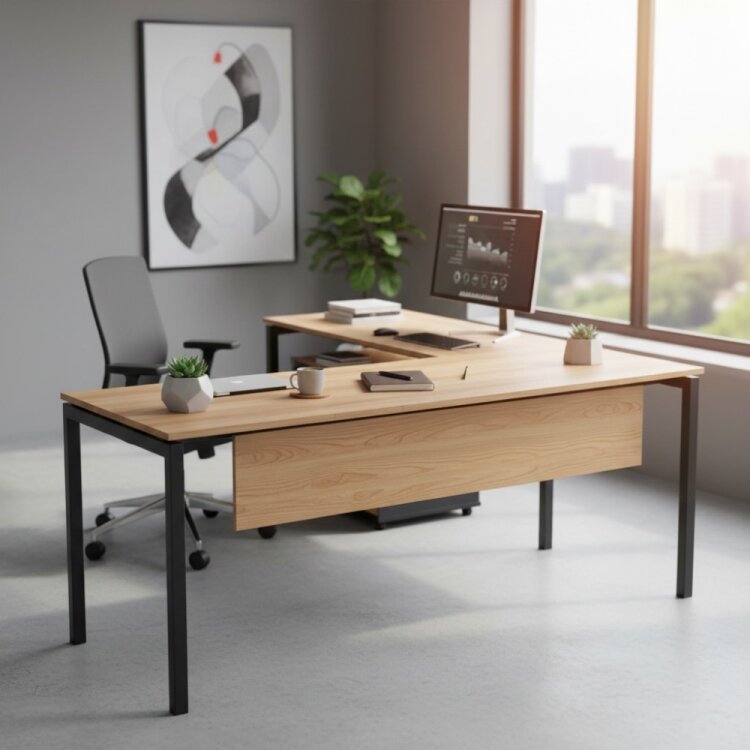 SMOOTH ÇAM MDF L ÇALIŞMA MASASI - 1