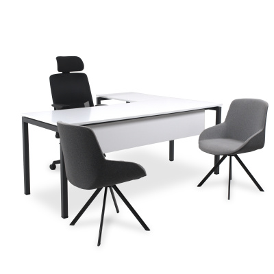 SMOOTH L BEYAZ ÇALIŞMA MASASI - ATOM OFİS