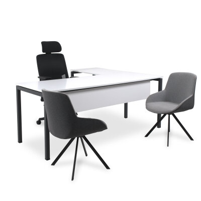 SMOOTH L BEYAZ ÇALIŞMA MASASI - ATOM OFİS