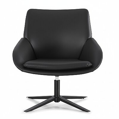 STİL SİYAH DERİ MİSAFİR BEKLEME KOLTUĞU - ATOM OFİS