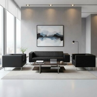 TOKYO SİYAH 3'LÜ OTURMA GRUBU TAKIMI - ATOM OFİS