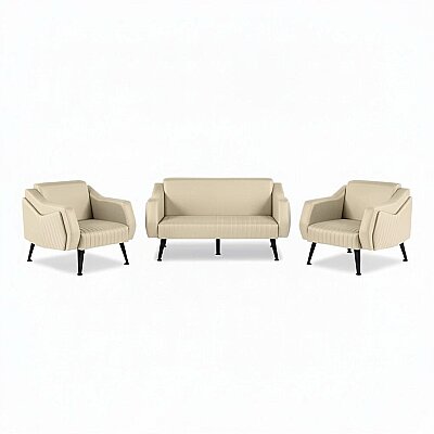 TRİOS KREM DERİ 3'LÜ OTURMA GRUBU TAKIMI - 3