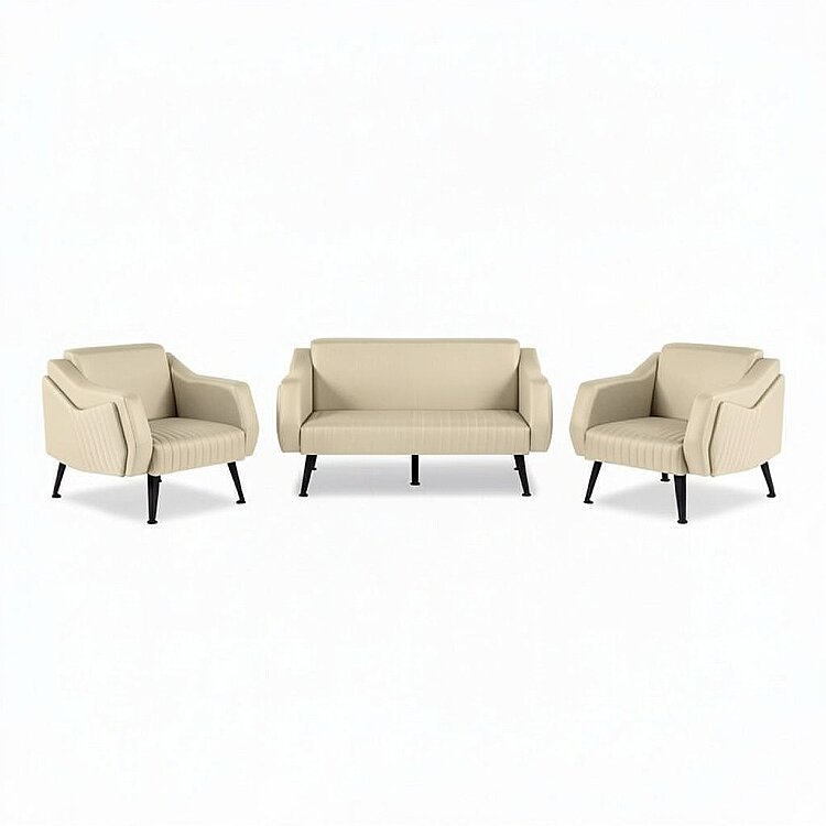 TRİOS KREM DERİ 3'LÜ OTURMA GRUBU TAKIMI - 3