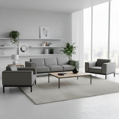 VENÜS ANTRASİT GRİ 3'LÜ OTURMA GRUBU TAKIMI - CASELLA